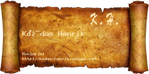 Kádas Henrik névjegykártya
